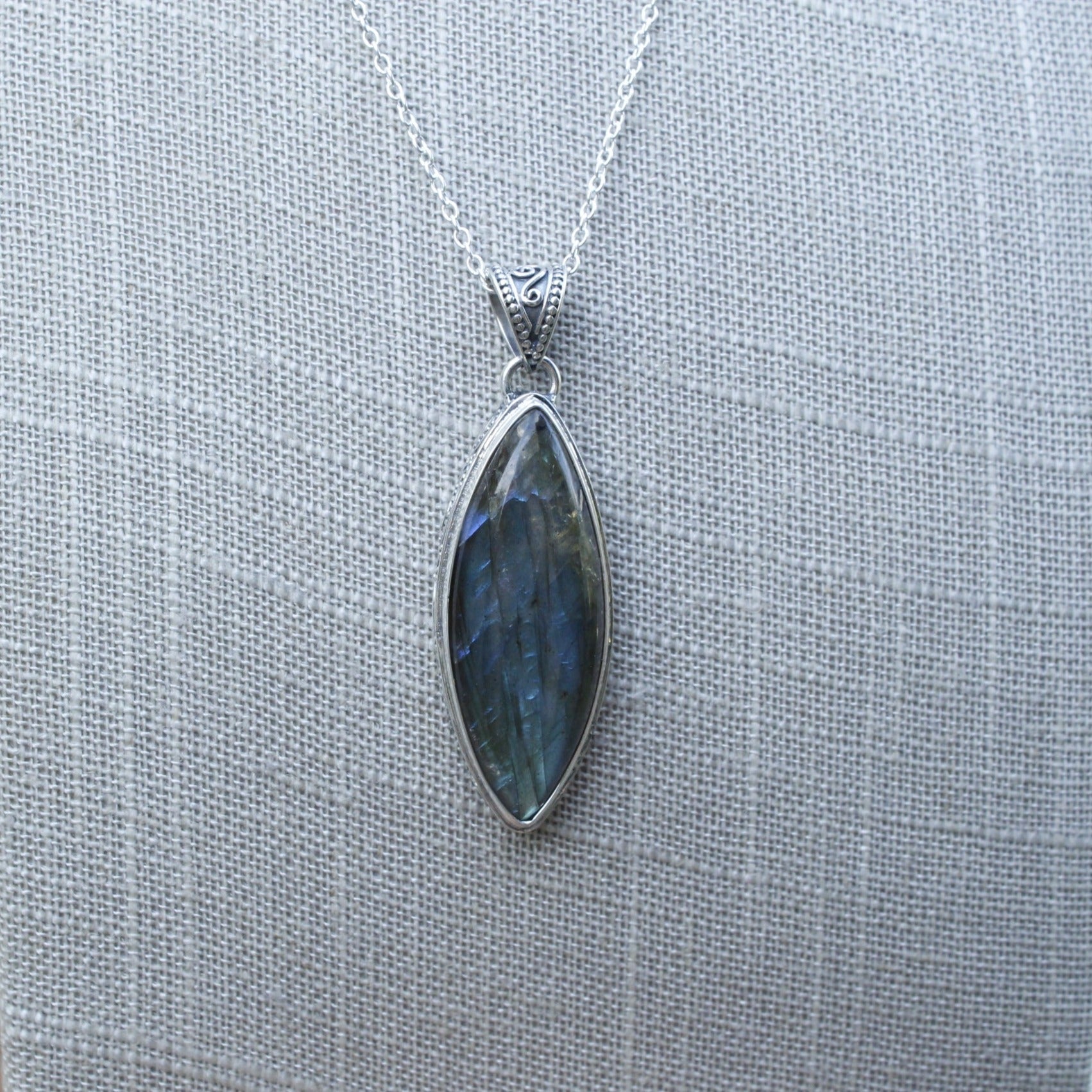 Labradorite Pendant Sterling Marquise Shape