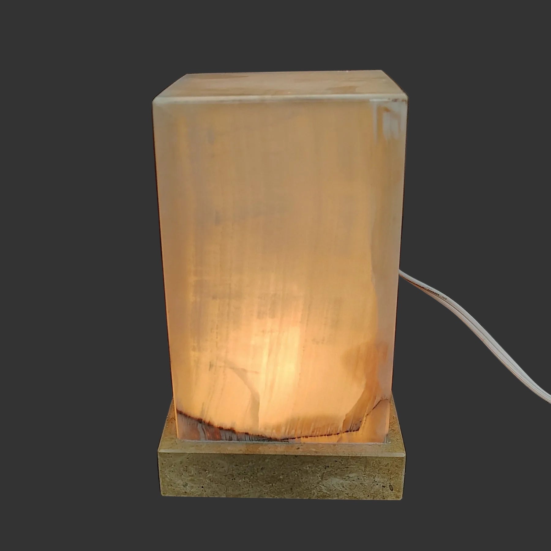 This is the onyx table lamp with the light turned on