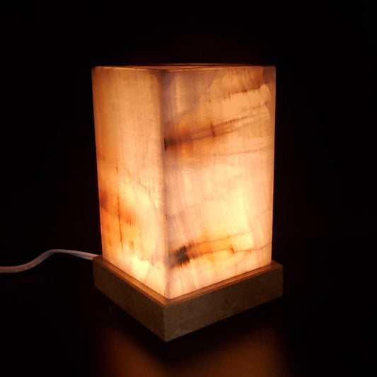 Lamp 8.25 Inch Rectangular Natural Carved Onyx Lamp Mineral Home Decor Ambiant Lighting