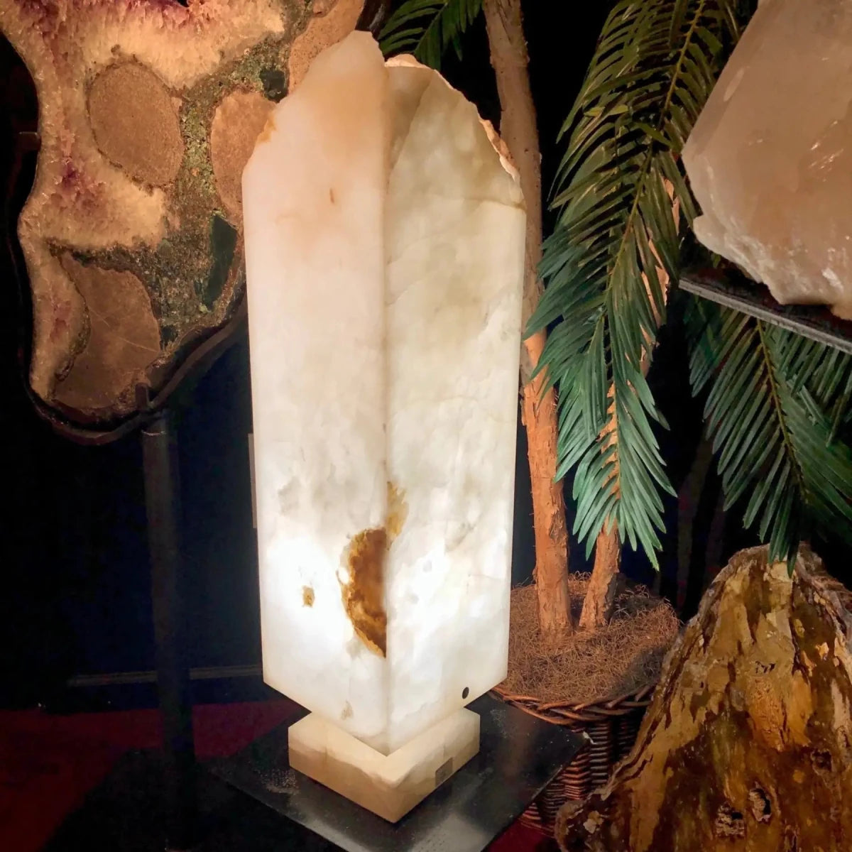 Lamp Onyx Carved Serpentine Beige Swivel Table Lighting