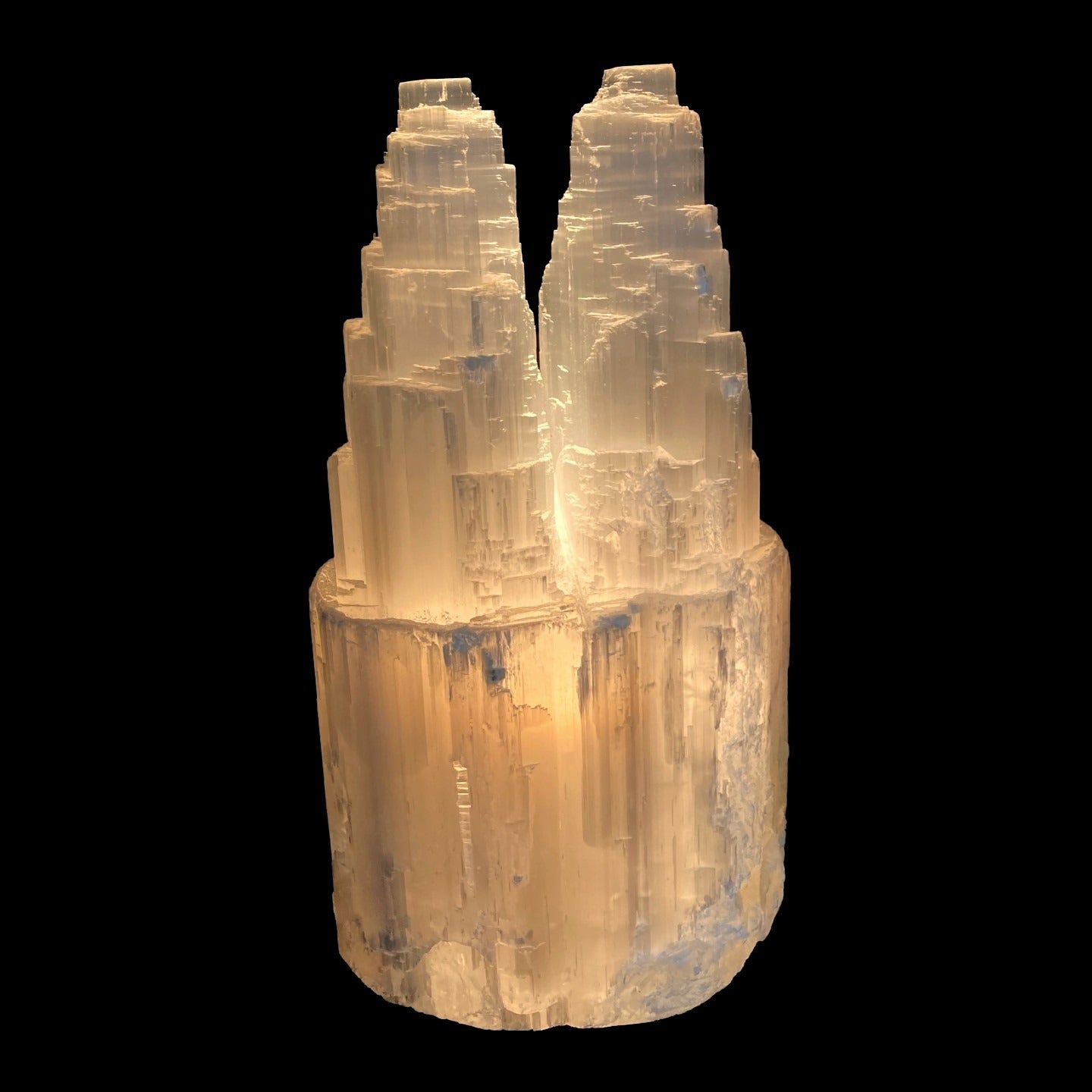 Lamp Raw Selenite Mineral Double Spiral Lamp Air Purifying Home Decor