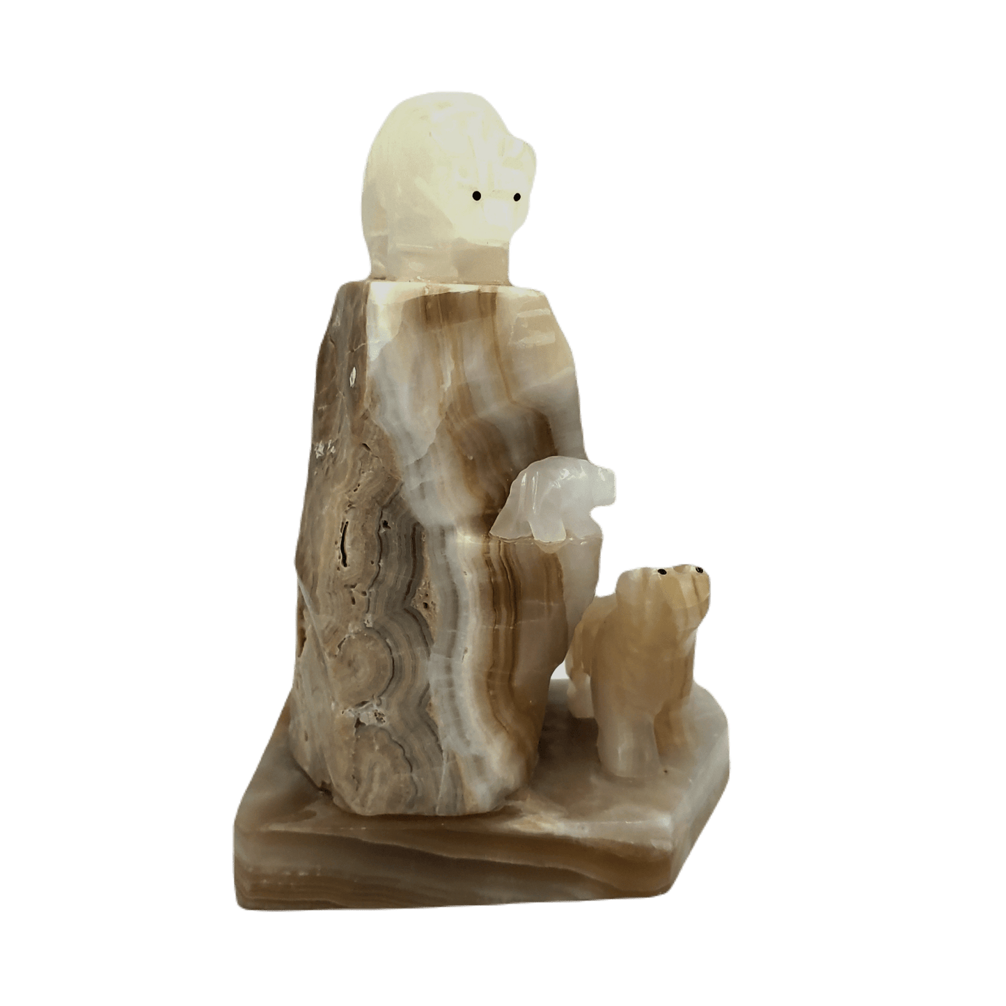 Lamp Tabletop Lighting Carved Onyx Stone Three Bears Cabin Decor