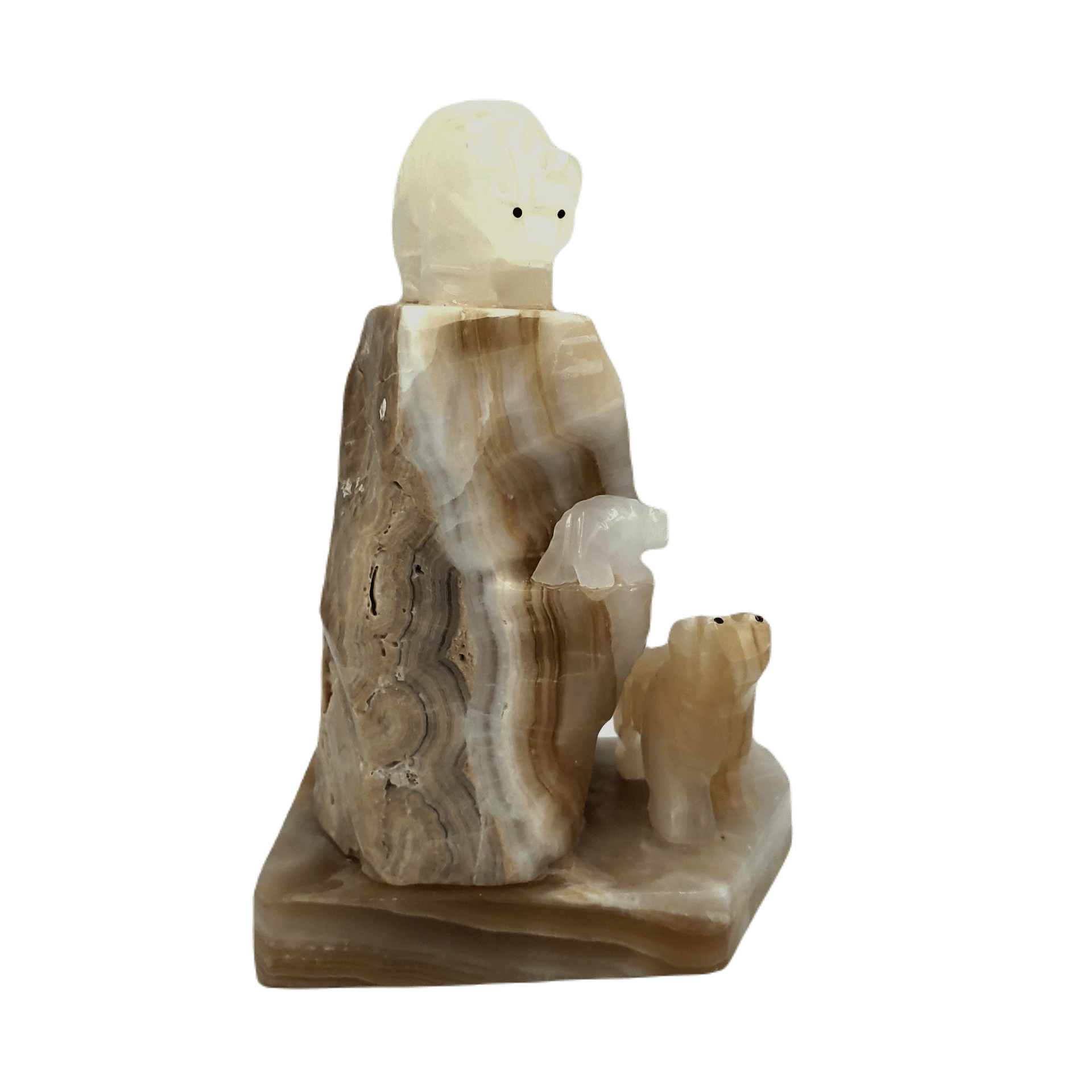 Lamp Tabletop Lighting Carved Onyx Stone Three Bears Cabin Decor