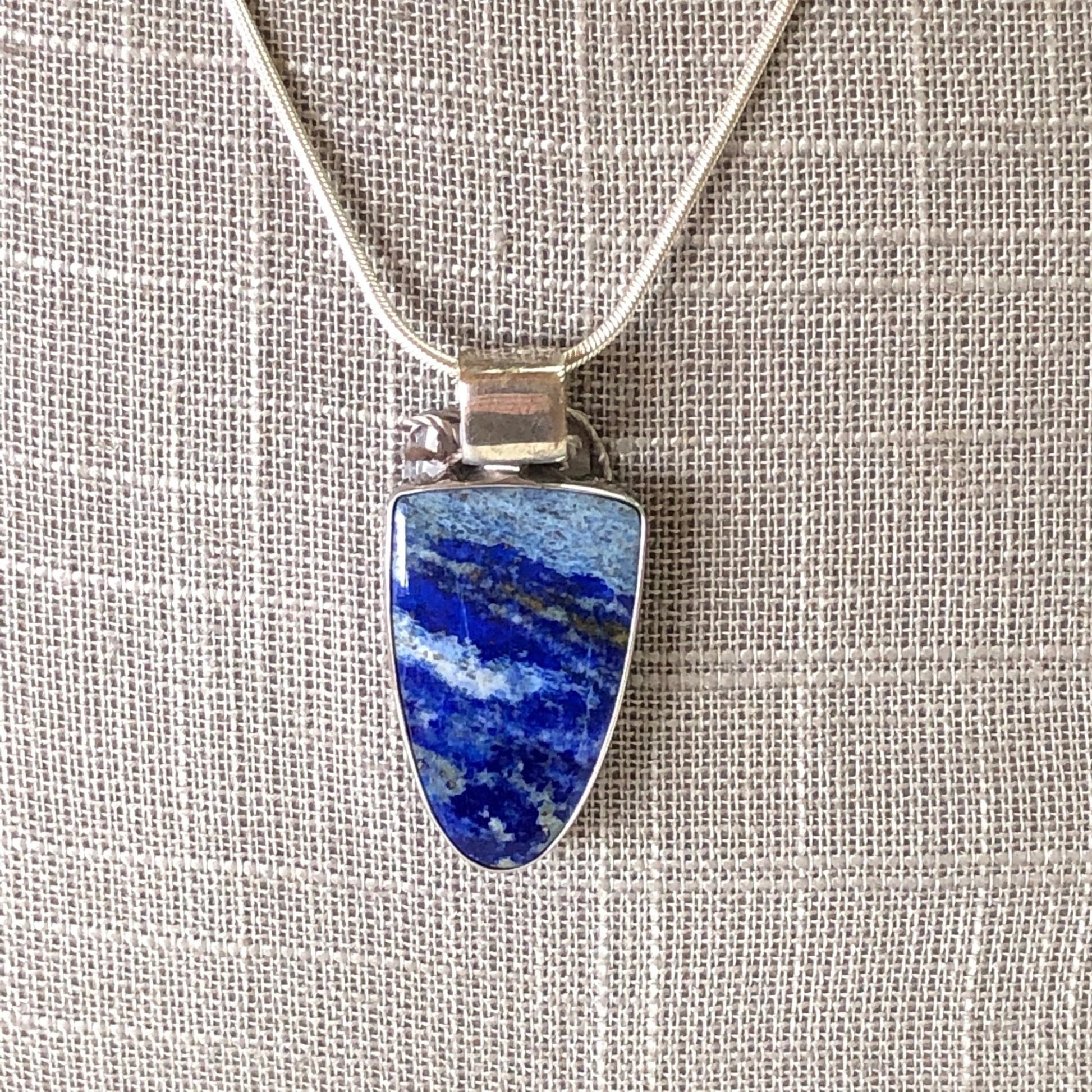 Lapis Jewelry Necklace Pendant Silver Blue Stone