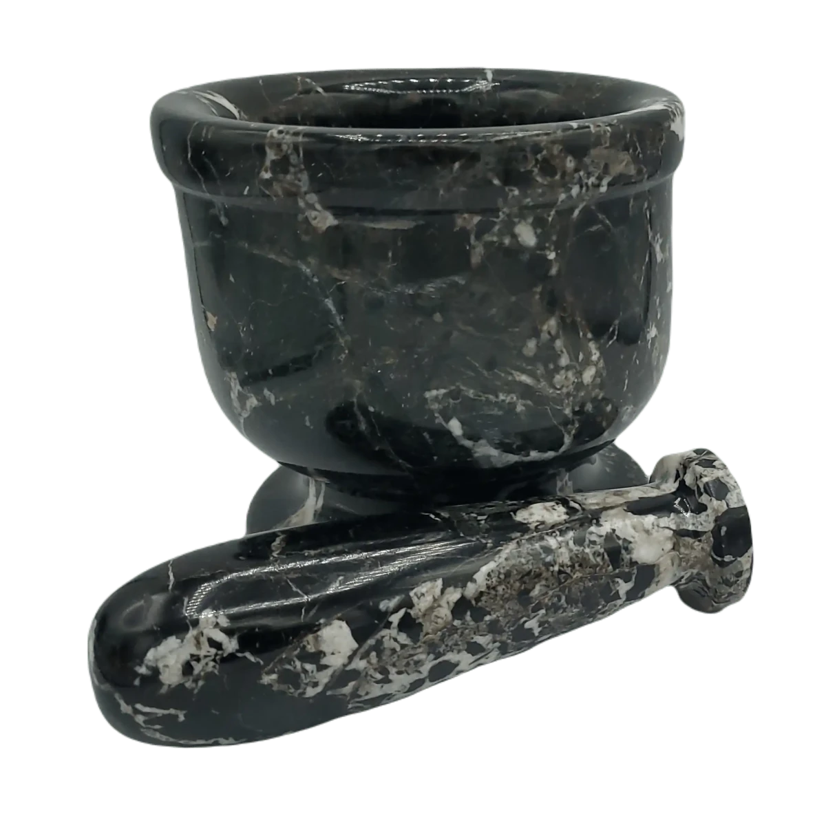 Large 6 inch Zebra Onyx Mortar And Pestle Carved Stone Spice Grinder