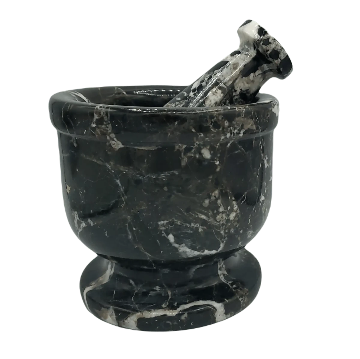 Large 6 inch Zebra Onyx Mortar And Pestle Carved Stone Spice Grinder