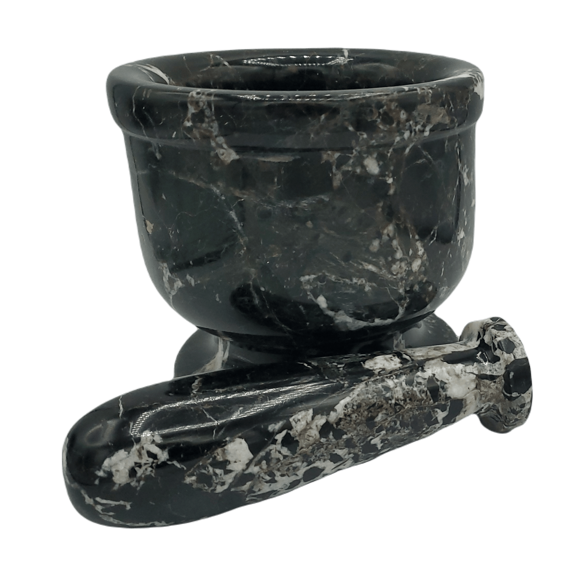 Large 6 inch Zebra Onyx Mortar And Pestle Carved Stone Spice Grinder