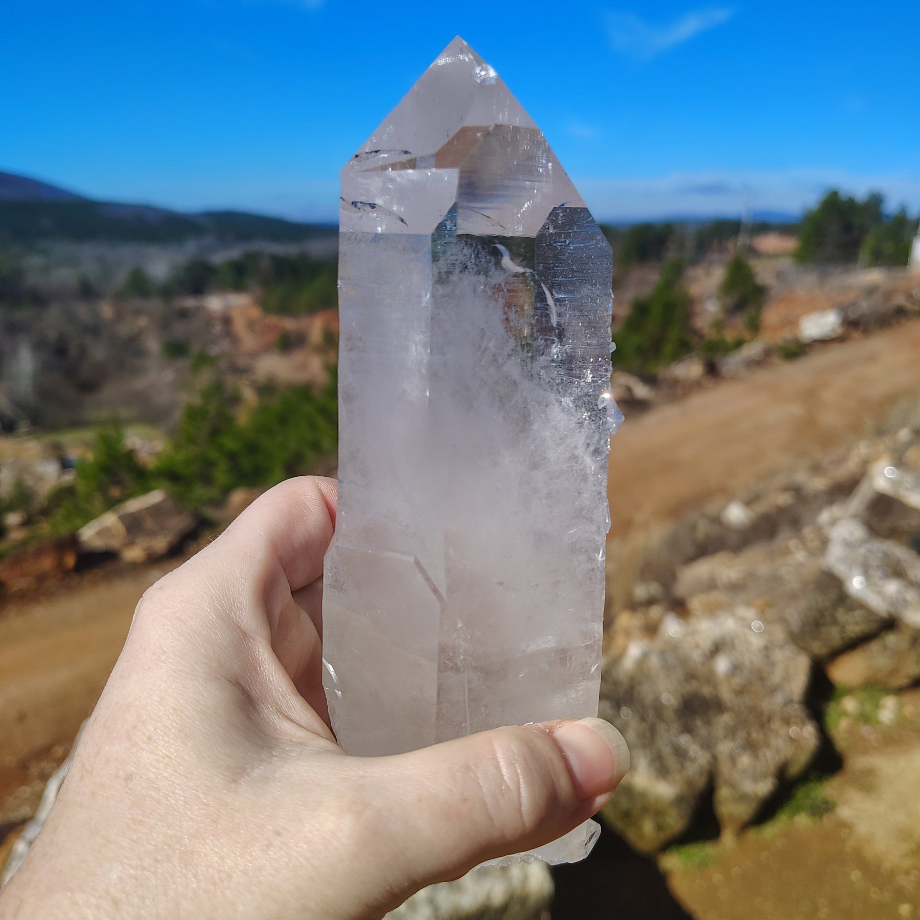 This is the right side of this large Quartz crystal point.