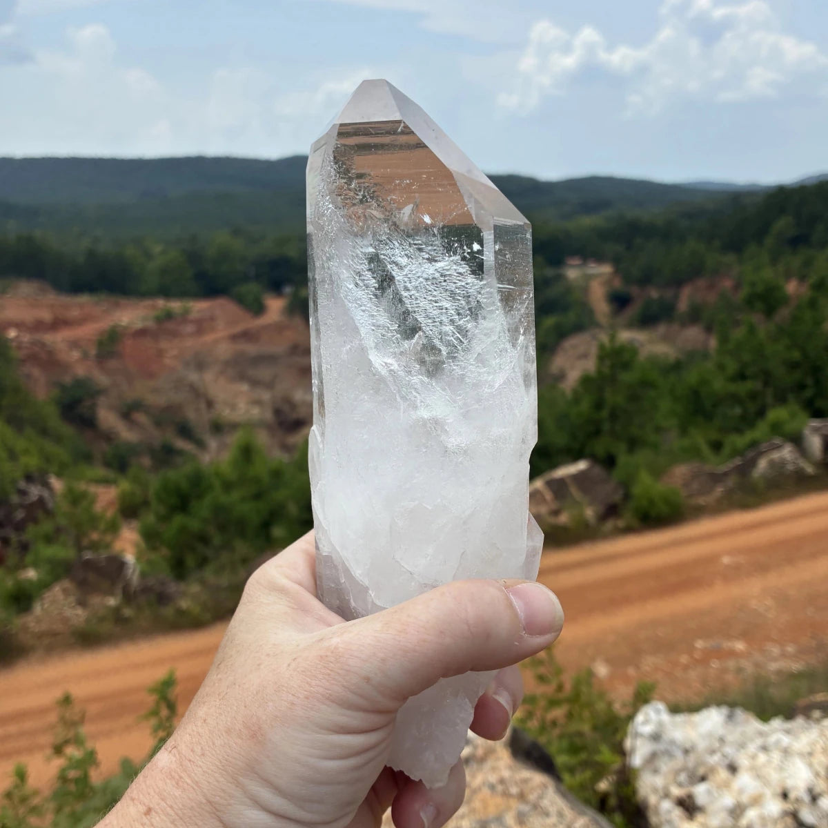 Back side of this crystal point, in the outdoors.