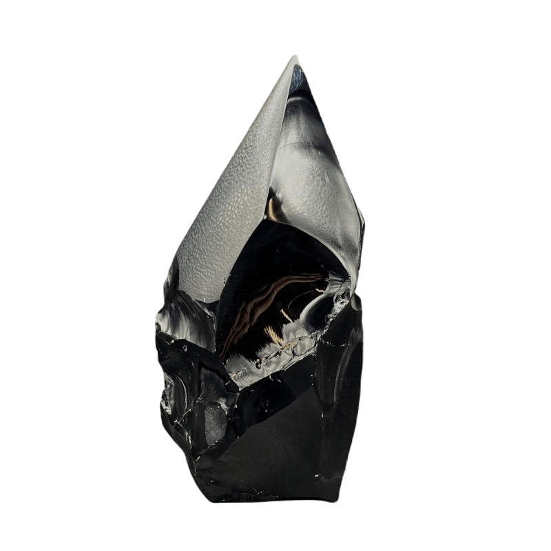 Large Black Obsidian Polished Point Volcanic Glass