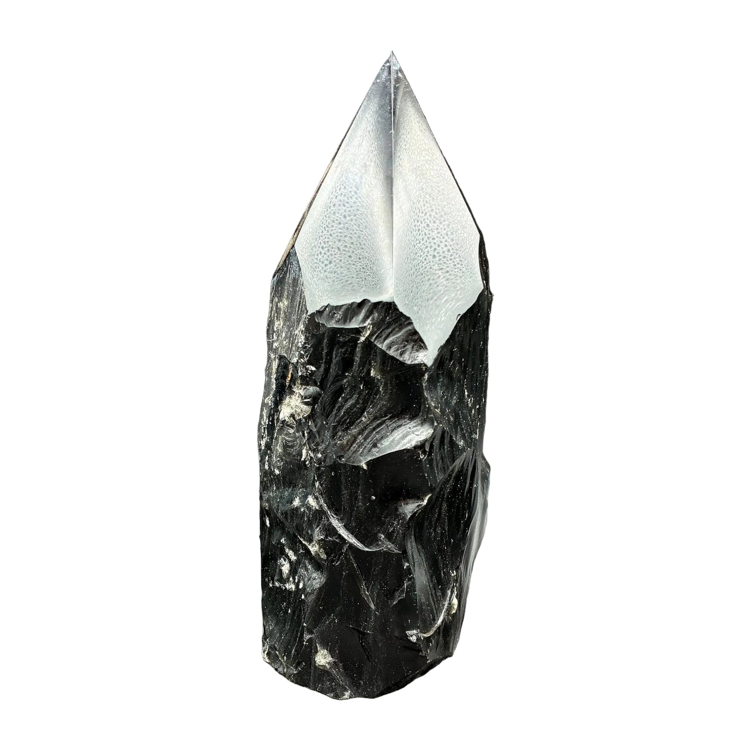 This is the back side of this polished black obsidian point.