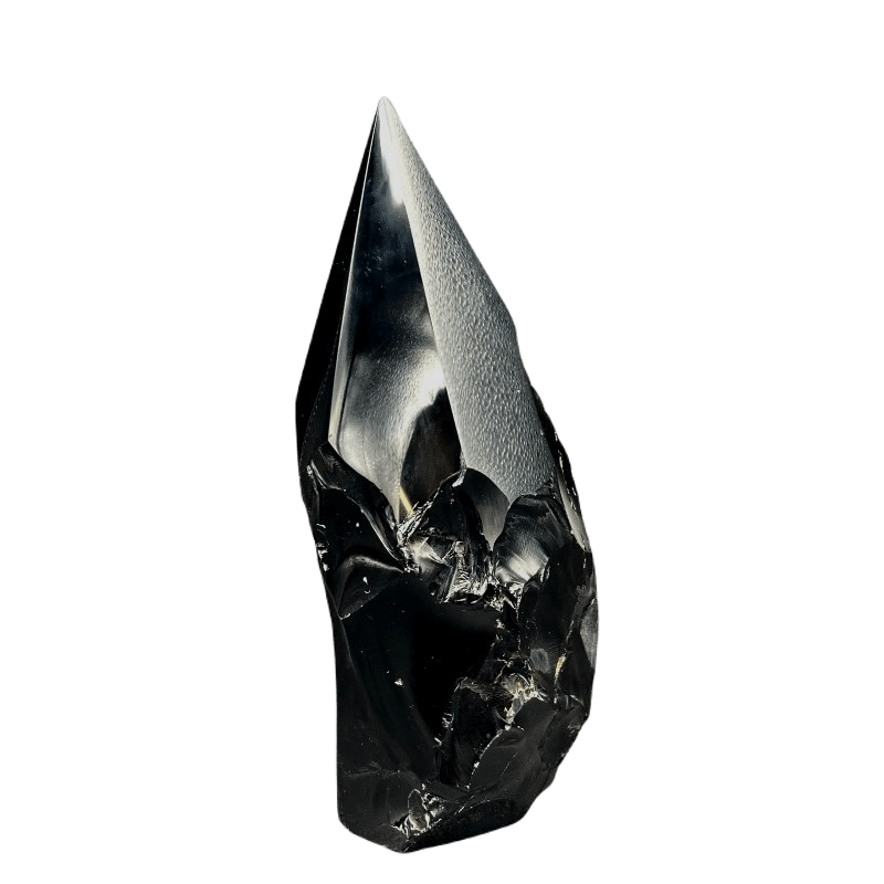 Large Black Obsidian Polished Point Volcanic Glass