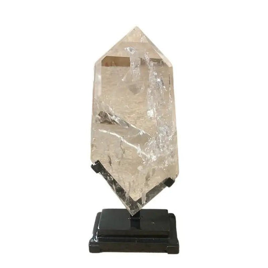 Large Clear Quartz Crystal Tower on display stand