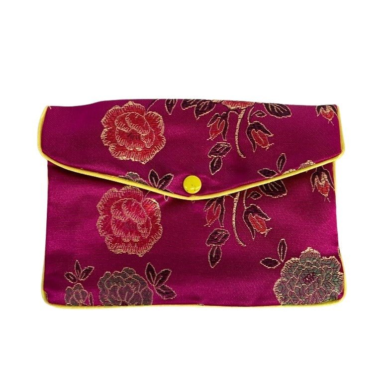 Large Floral Jewelry Bag Zipper Closure