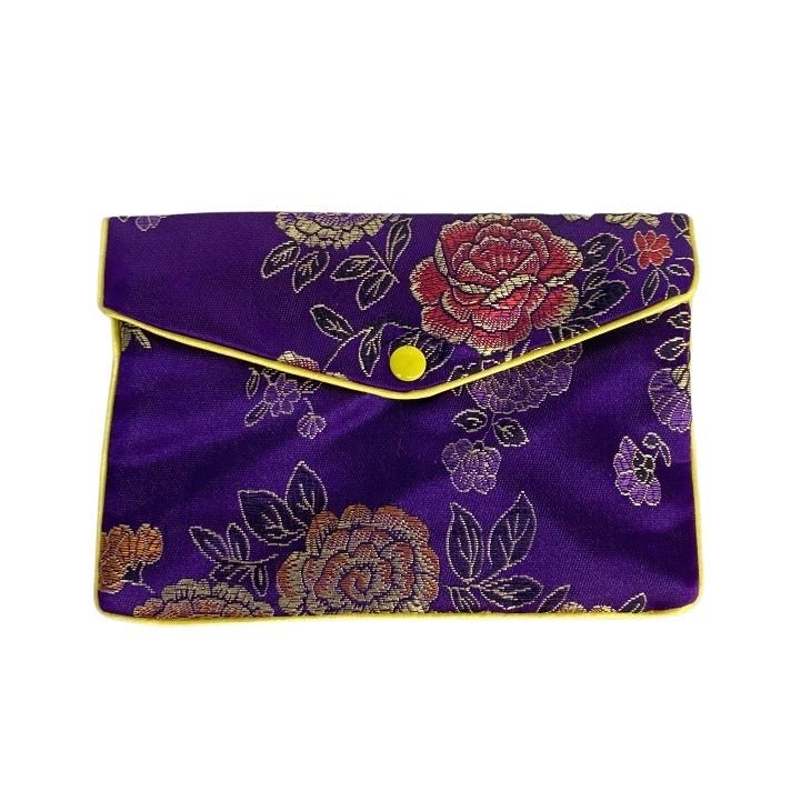 Large Floral Jewelry Bag Zipper Closure