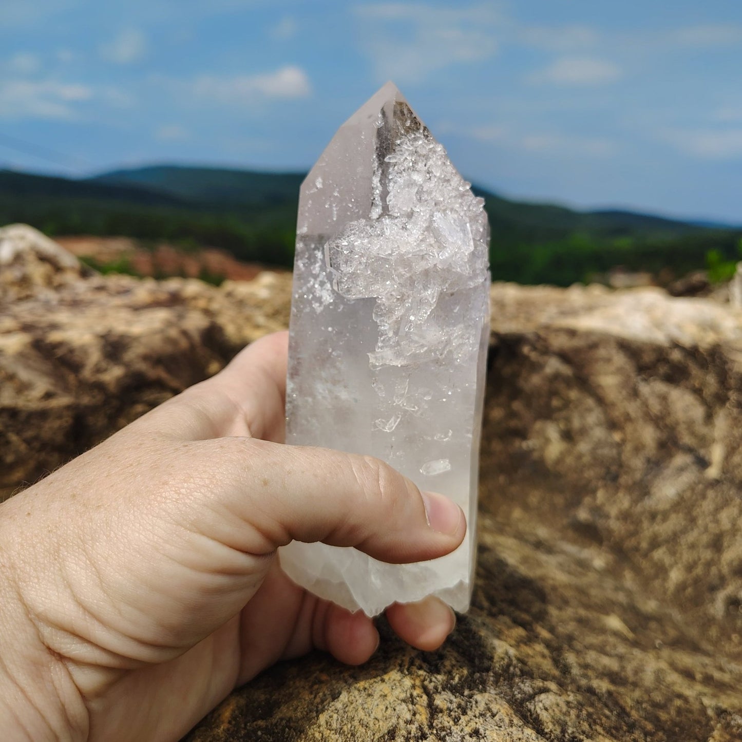 This is the front side of this large Quartz crystal point
