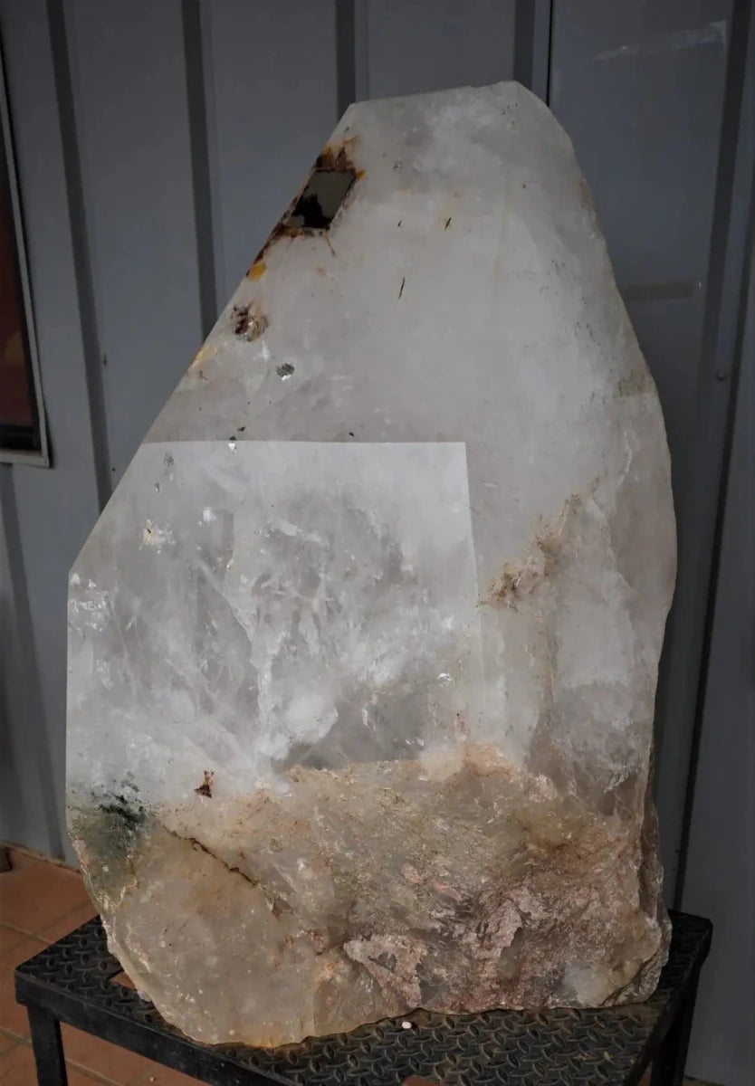 Large Quartz Crystal Point With Pyrite Growth Collector Crystal