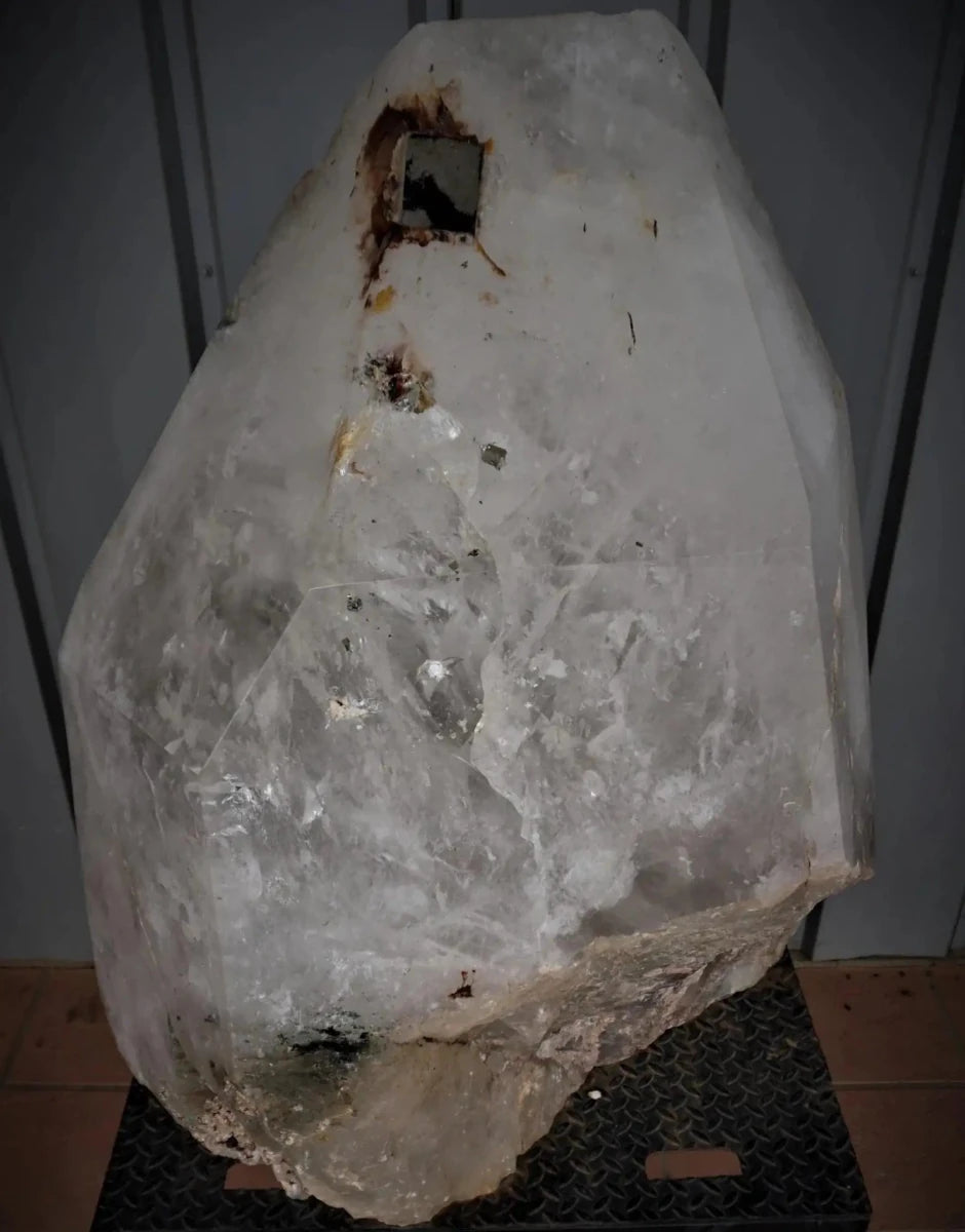 Large Quartz Crystal Point With Pyrite Growth Collector Crystal
