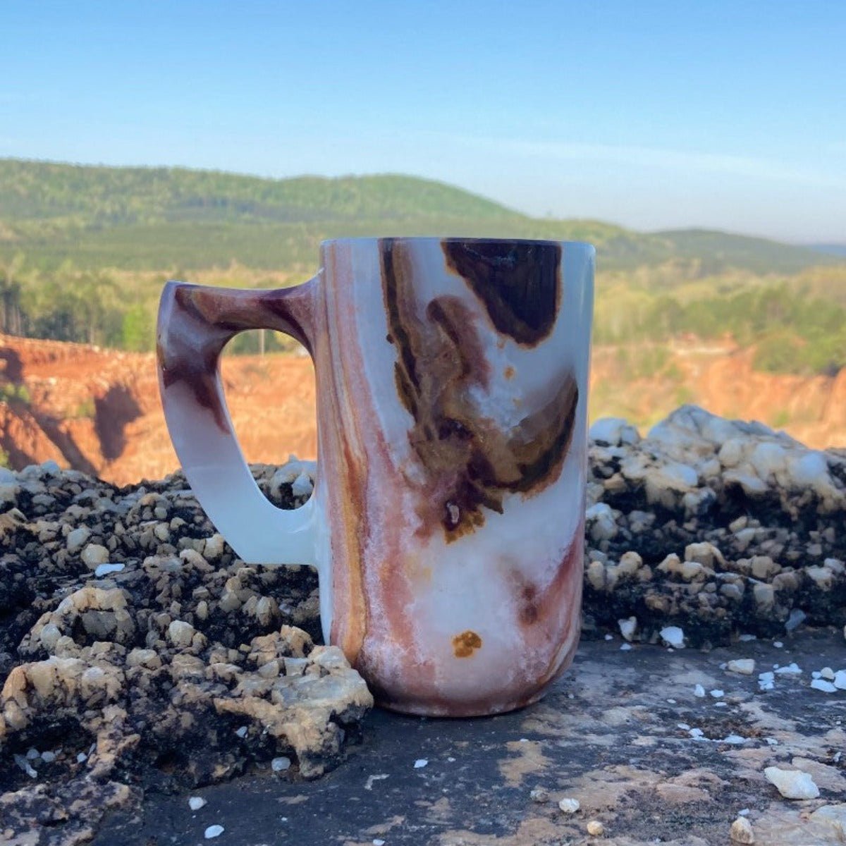 Large Red And White Onyx Mug Coffee Cup