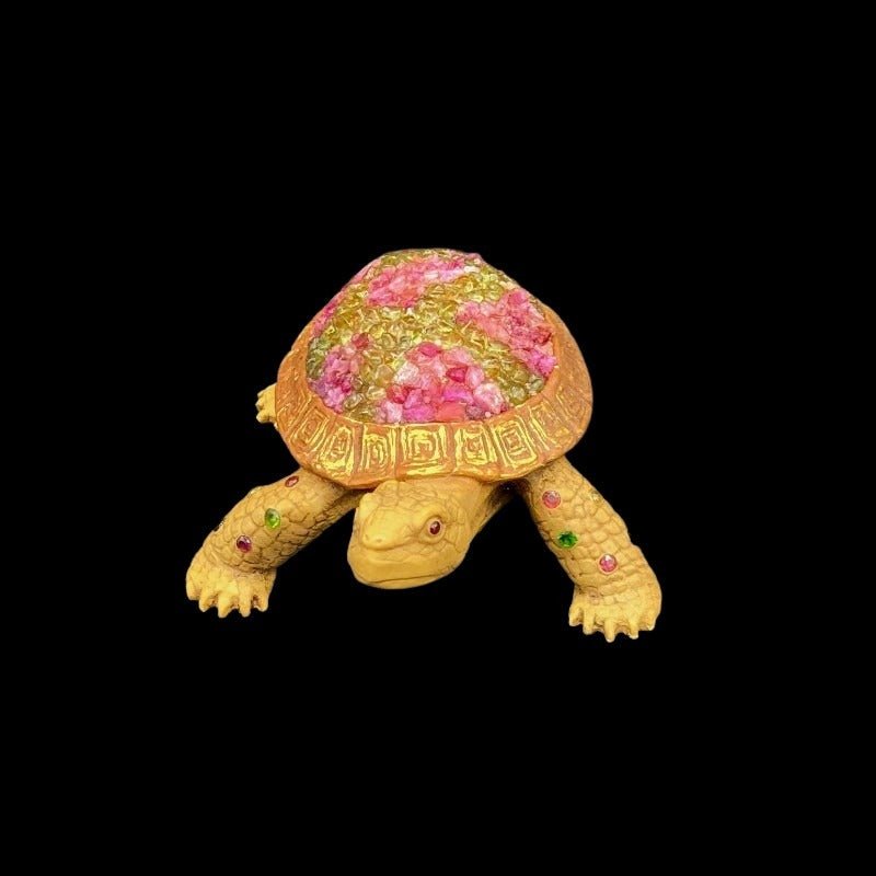 Large Ruby And Other Gems Turtle Figurine With Giftbox