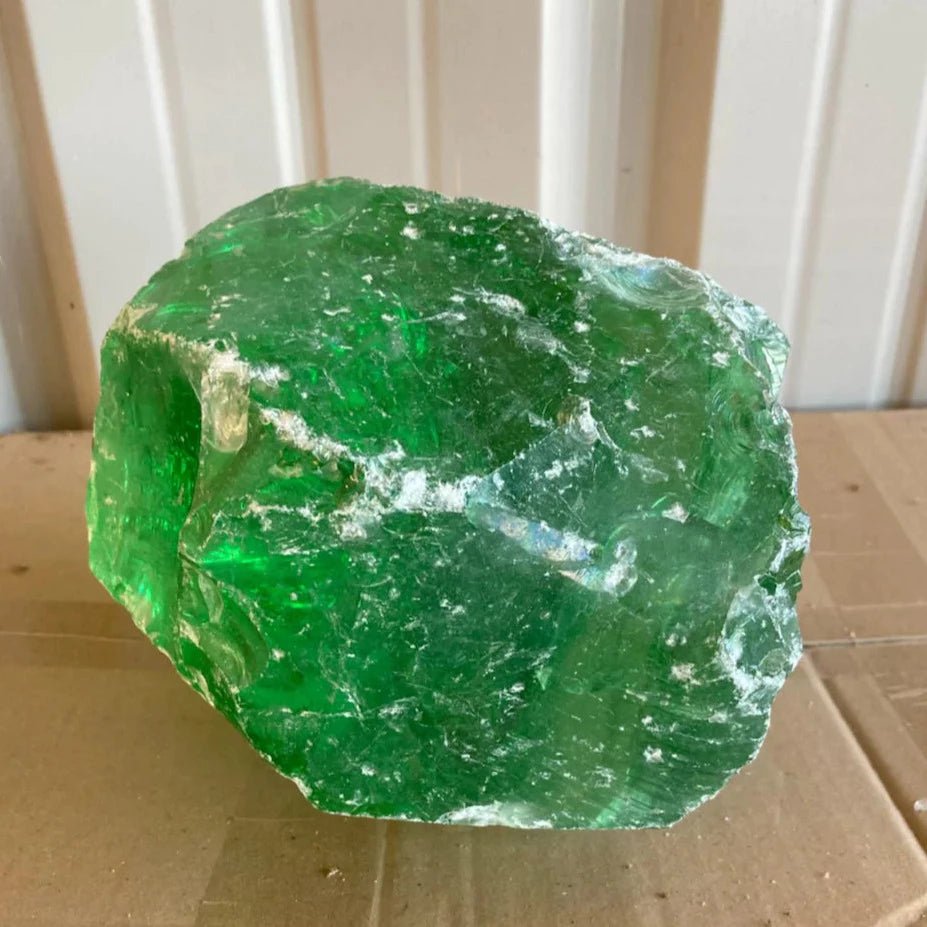 Large Slag Glass Chunks Cullet Glass Sold In Bulk Dark green