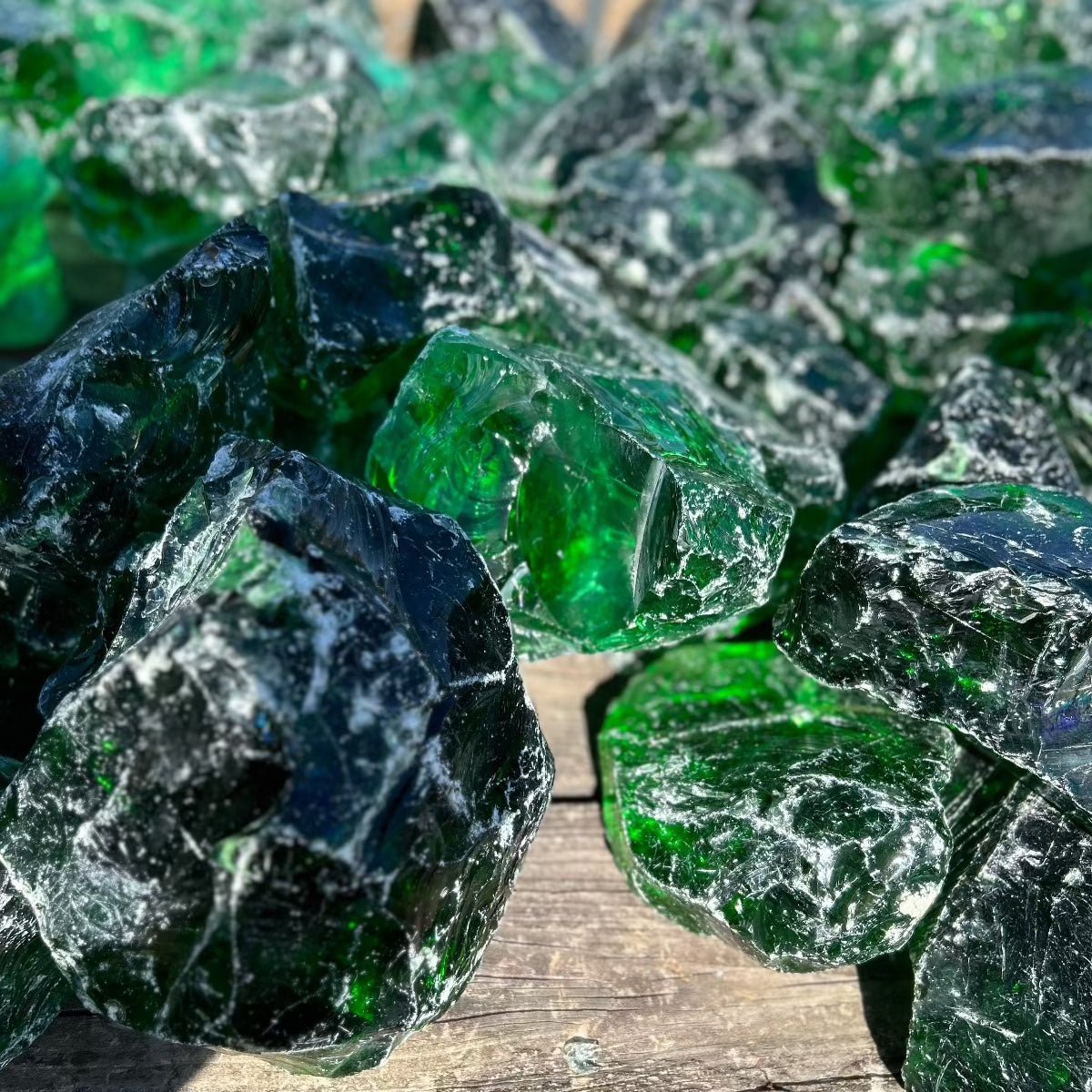 Large Slag Glass Chunks Cullet Glass Sold In Bulk Dark Green 50 Pounds