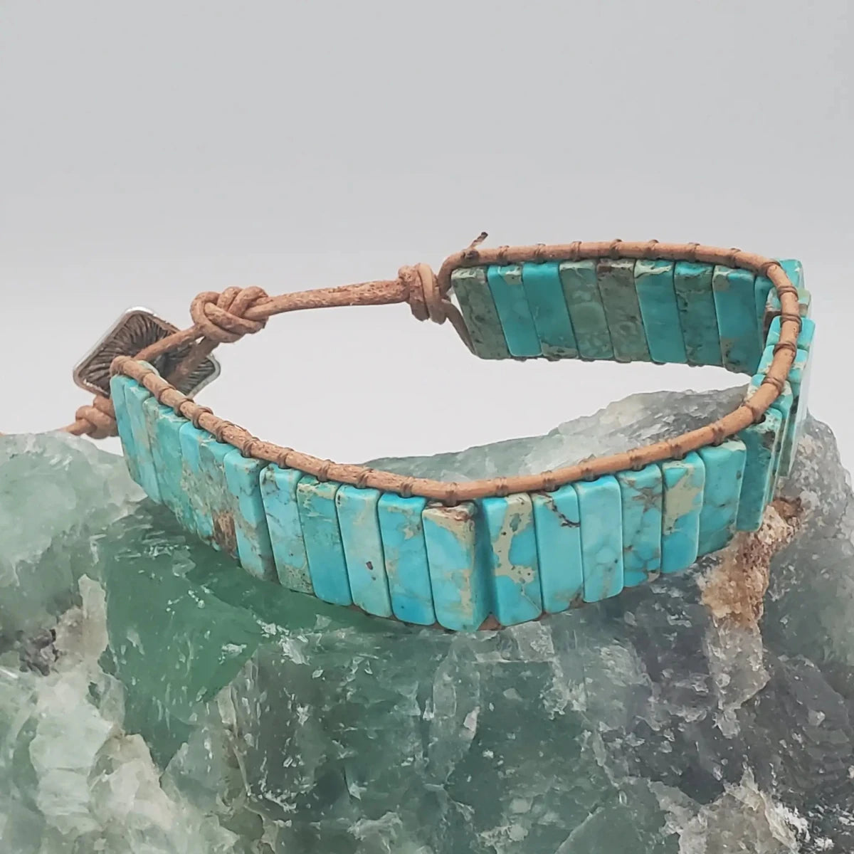 Leather Turquoise Gemstone Bracelet