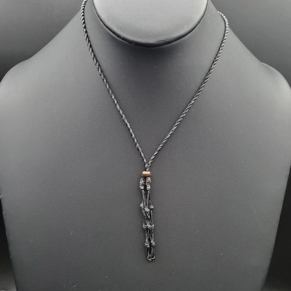 Macrame String Lanyard Stone Crystal Holder Necklace Cord Black Brown Tan Cage