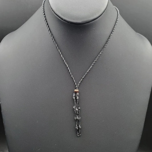 Macrame String Lanyard Stone Crystal Holder Necklace Cord Black Brown Tan Cage
