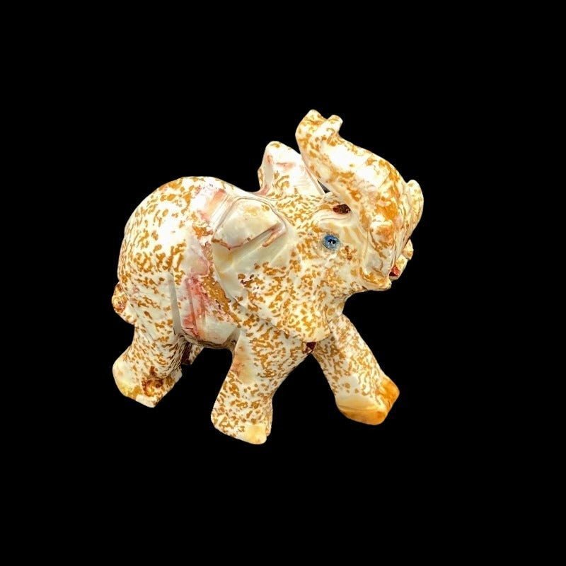 Medium Orange And Cream Elephant Soapstone Figurine