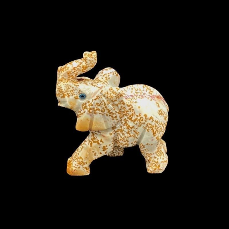 Medium Orange And Cream Elephant Soapstone Figurine