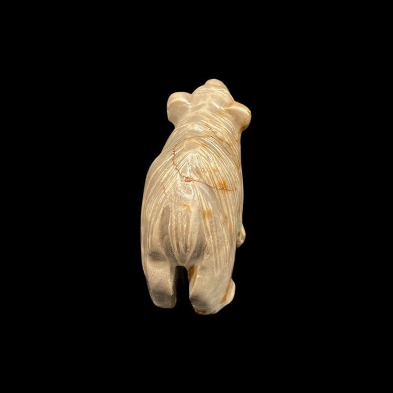 Medium Orange Grey And Beige Bear Soapstone Figurine