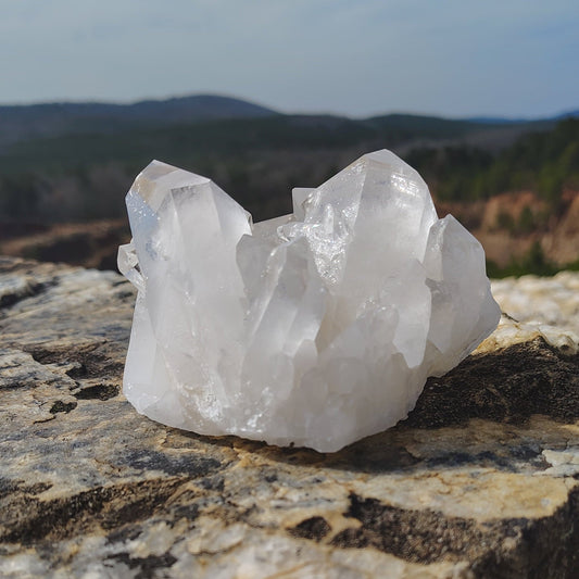 This is the front side of this quartz cluster in natural light.