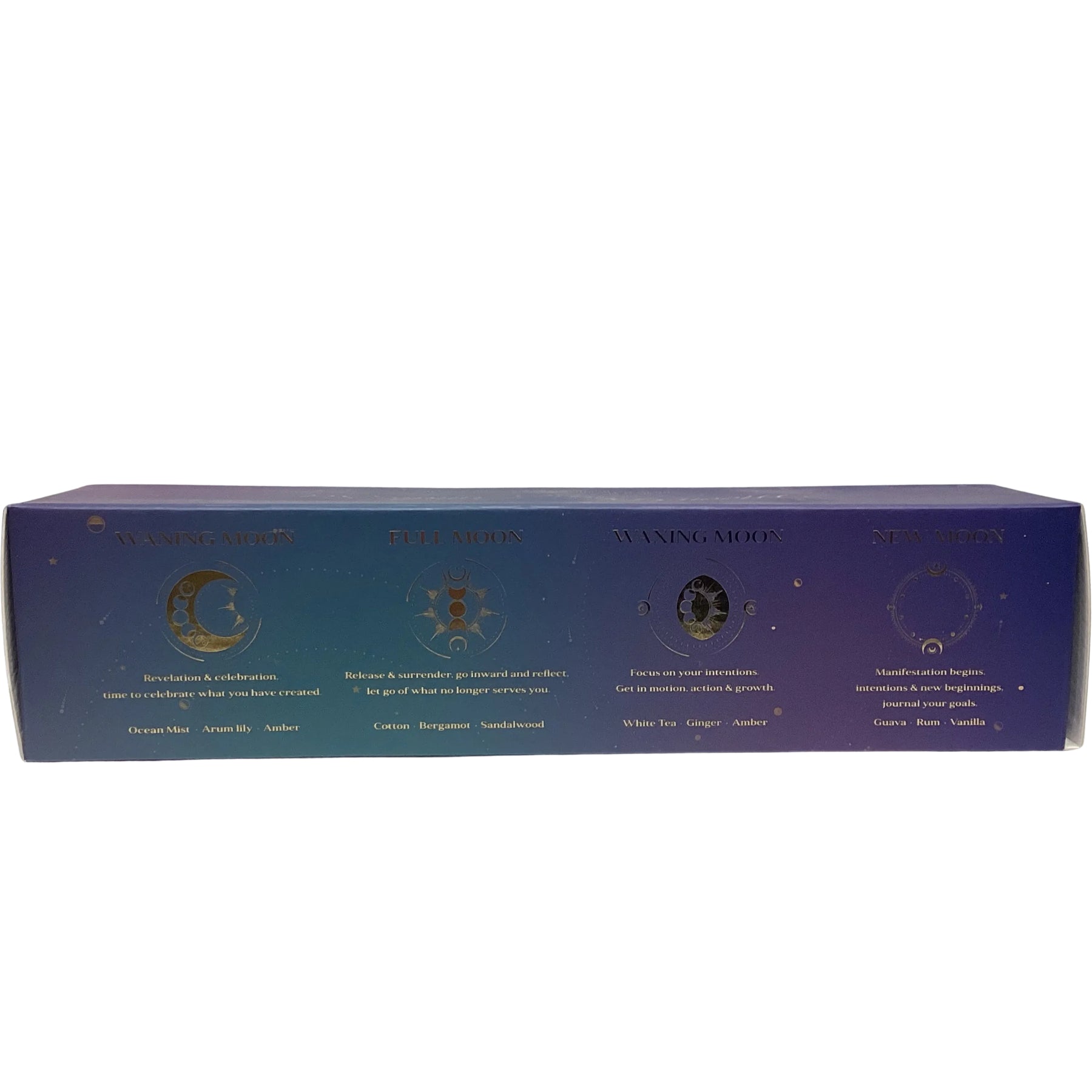 Back of 5 candle moon phase set 