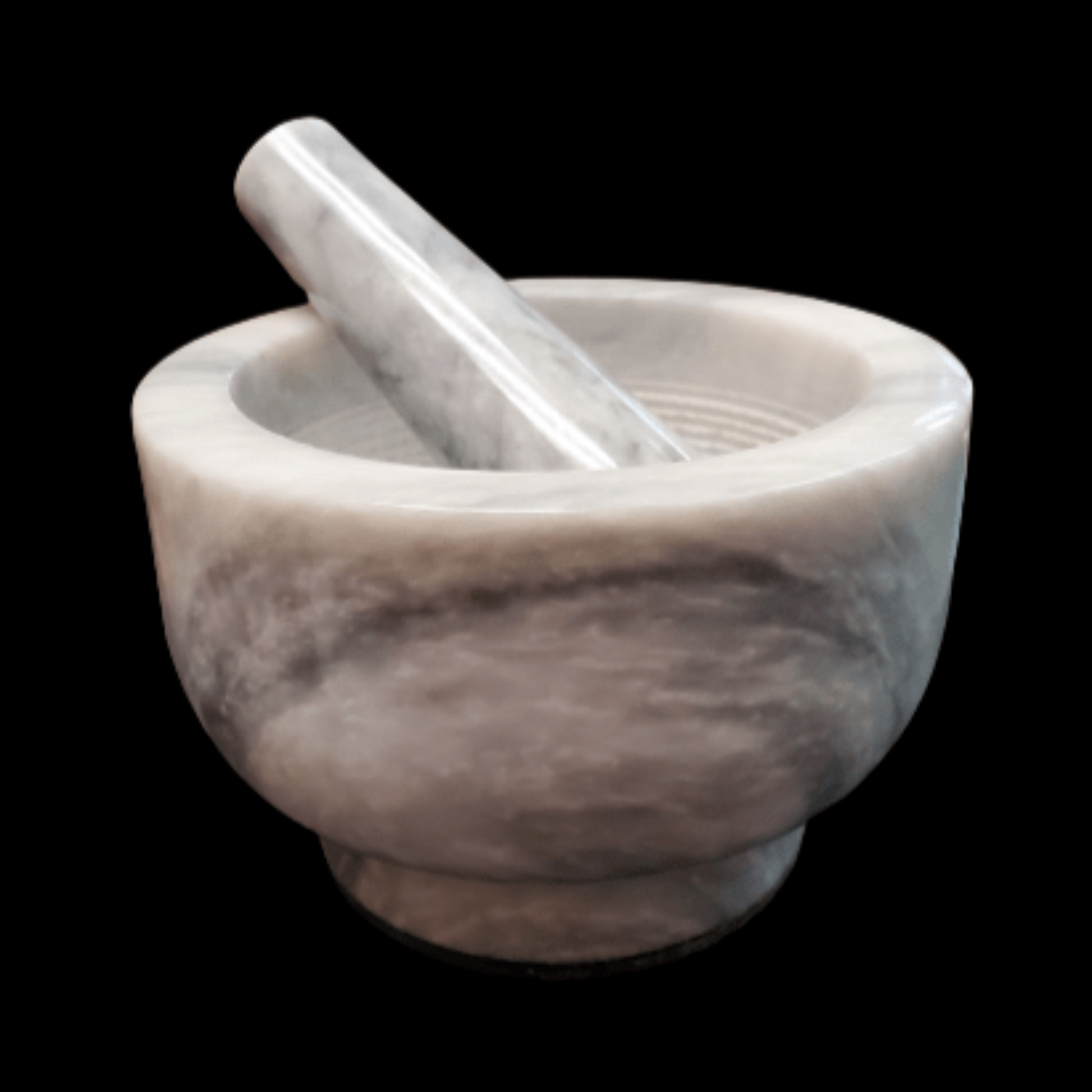 Mortar and Pestle Carved Polished White Onyx