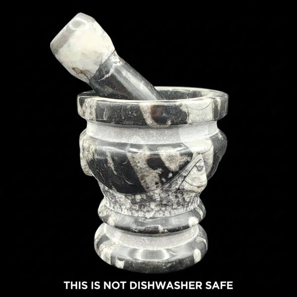 This mortar and pestle has to be hand washed, it is not dishwasher safe.