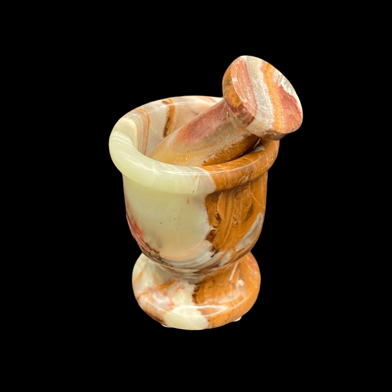 Mortar And Pestle Natural Stone Mini Polished Onyx Mortar Pill Crusher Travel Size