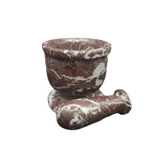 Zebra Onyx Mortar bowl with pestle in front