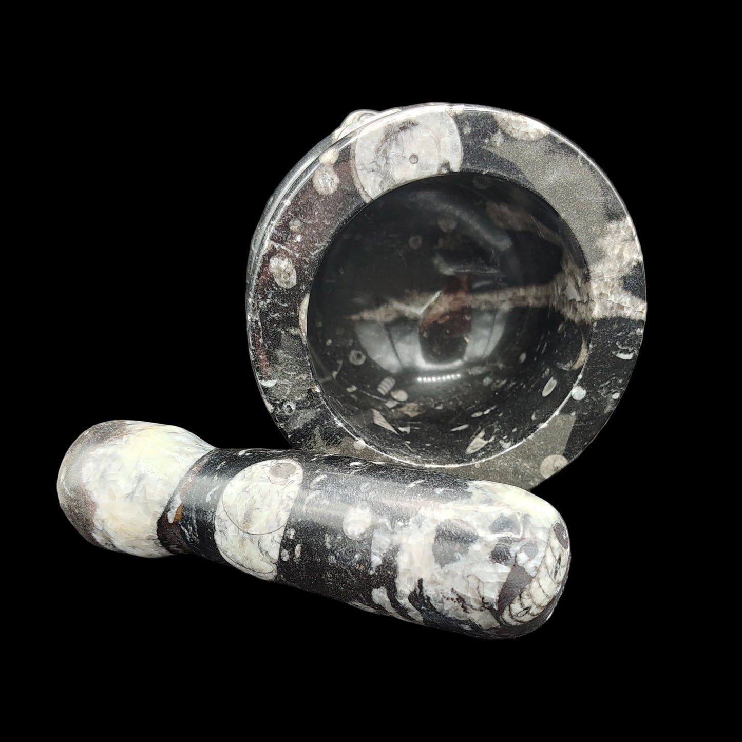 This picture gives you a good view of what the pestle looks like and the inside of the mortar