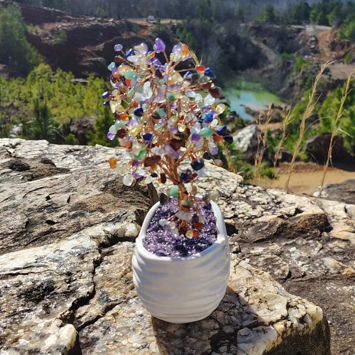 This is the left side of this multi-gemstone crystal tree