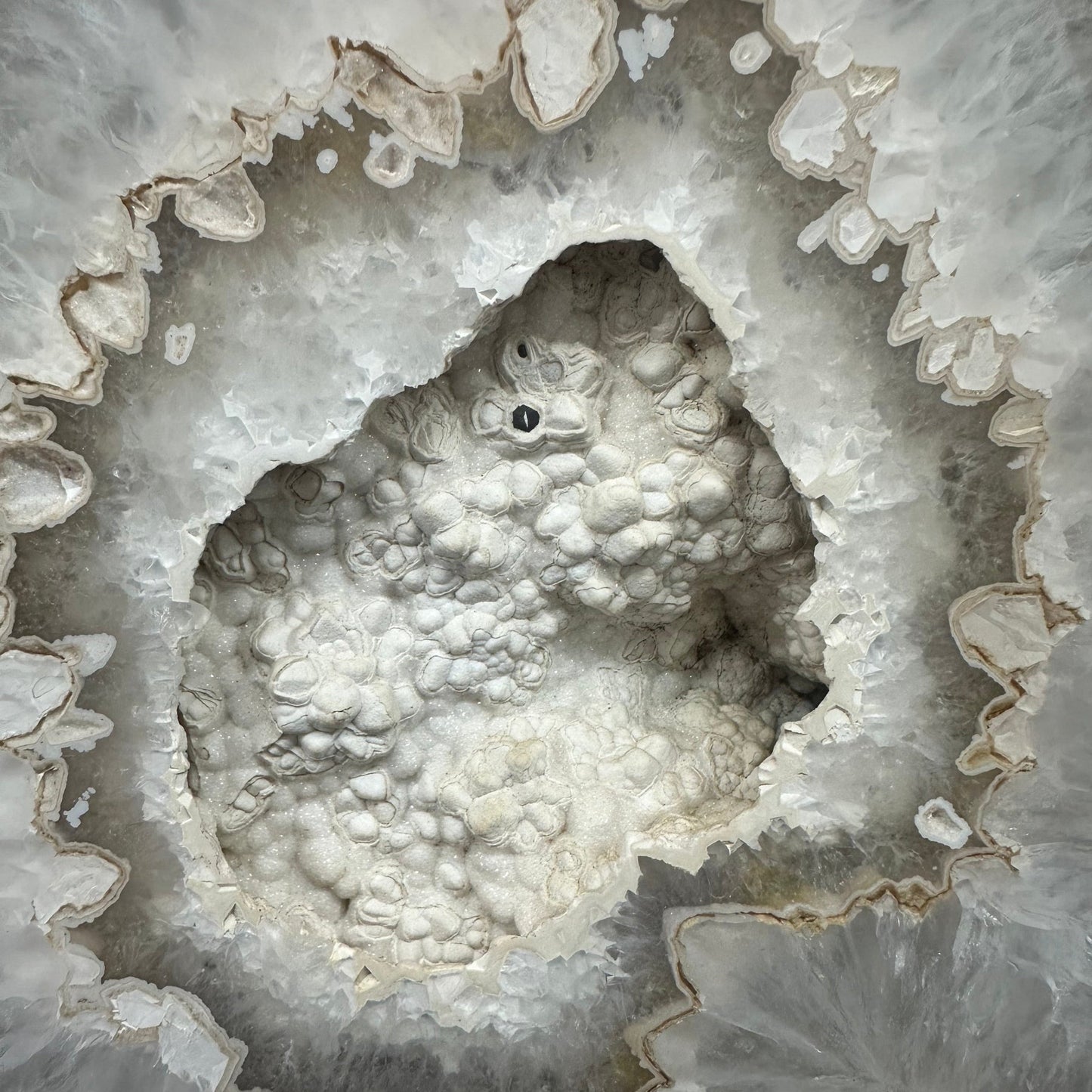 Close-up of a crystal formation with intricate details