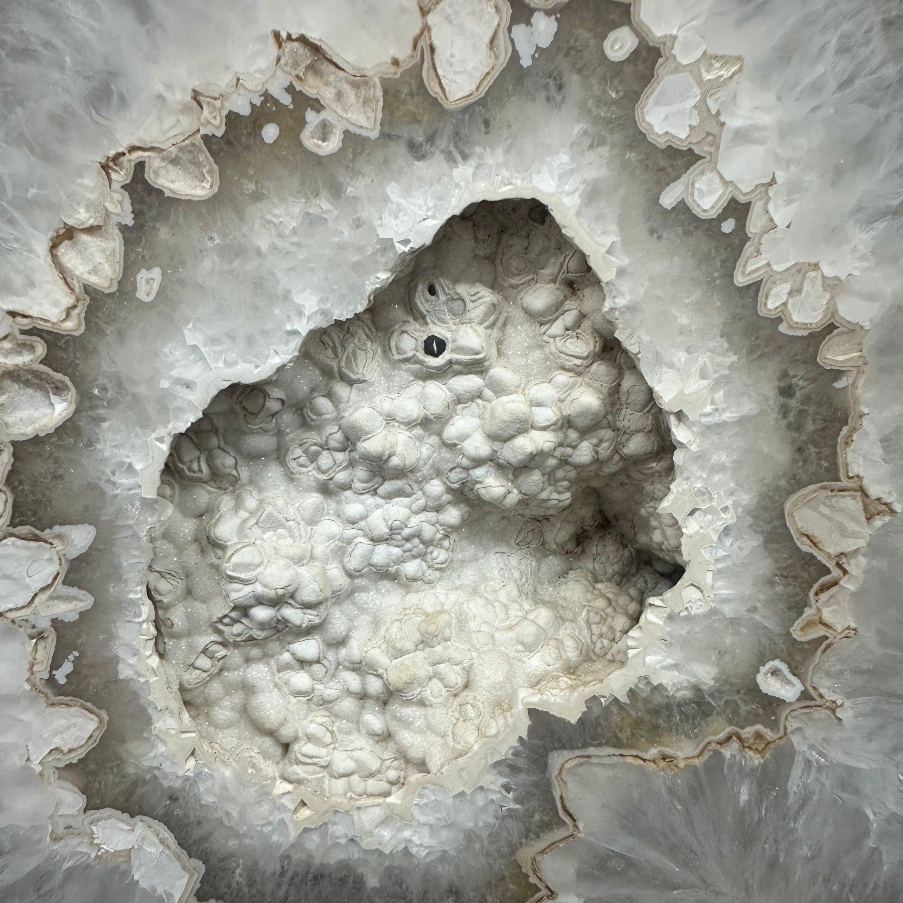 Close-up of a crystal formation with intricate details