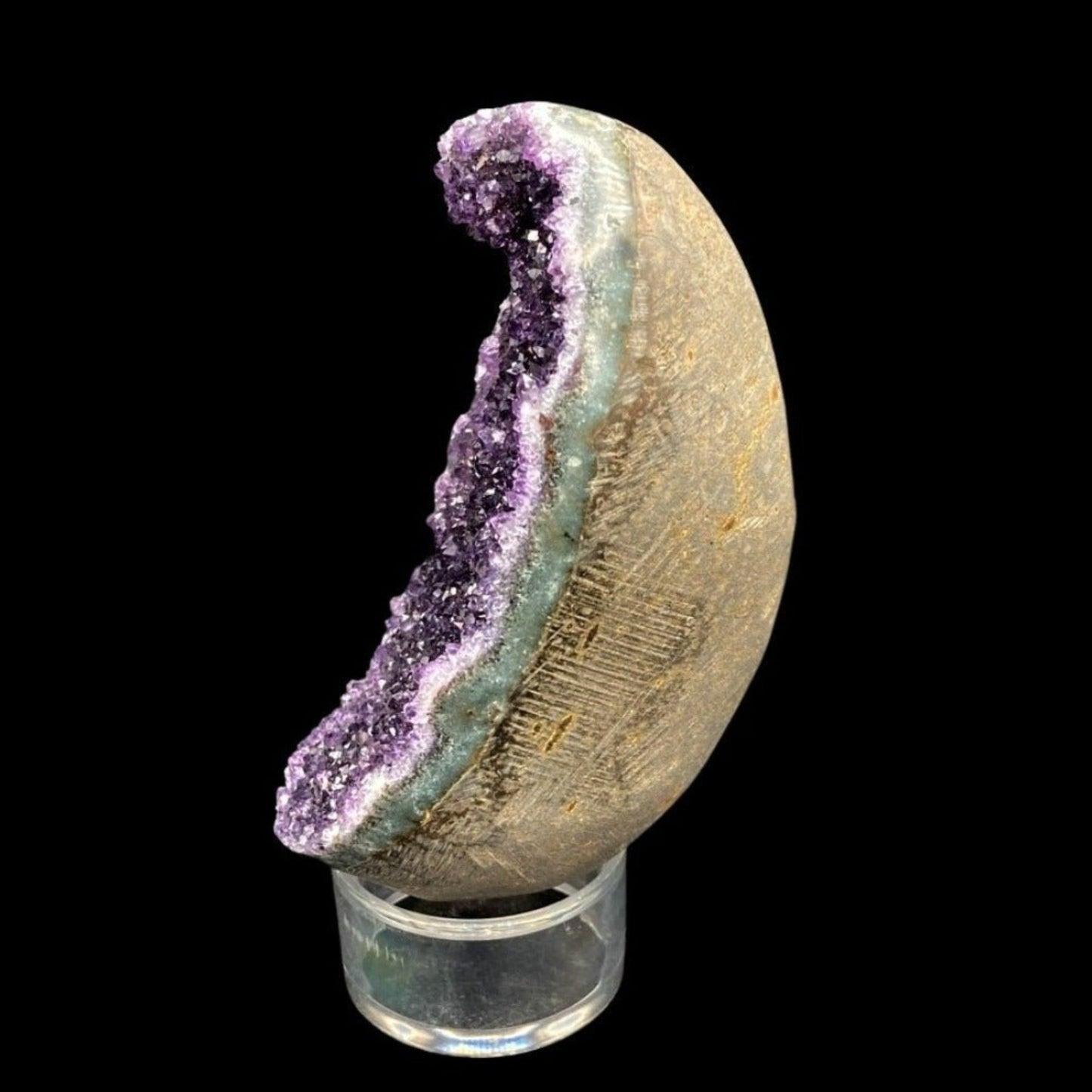 Natural And Polished Amethyst Egg Shaped Geode Cluster