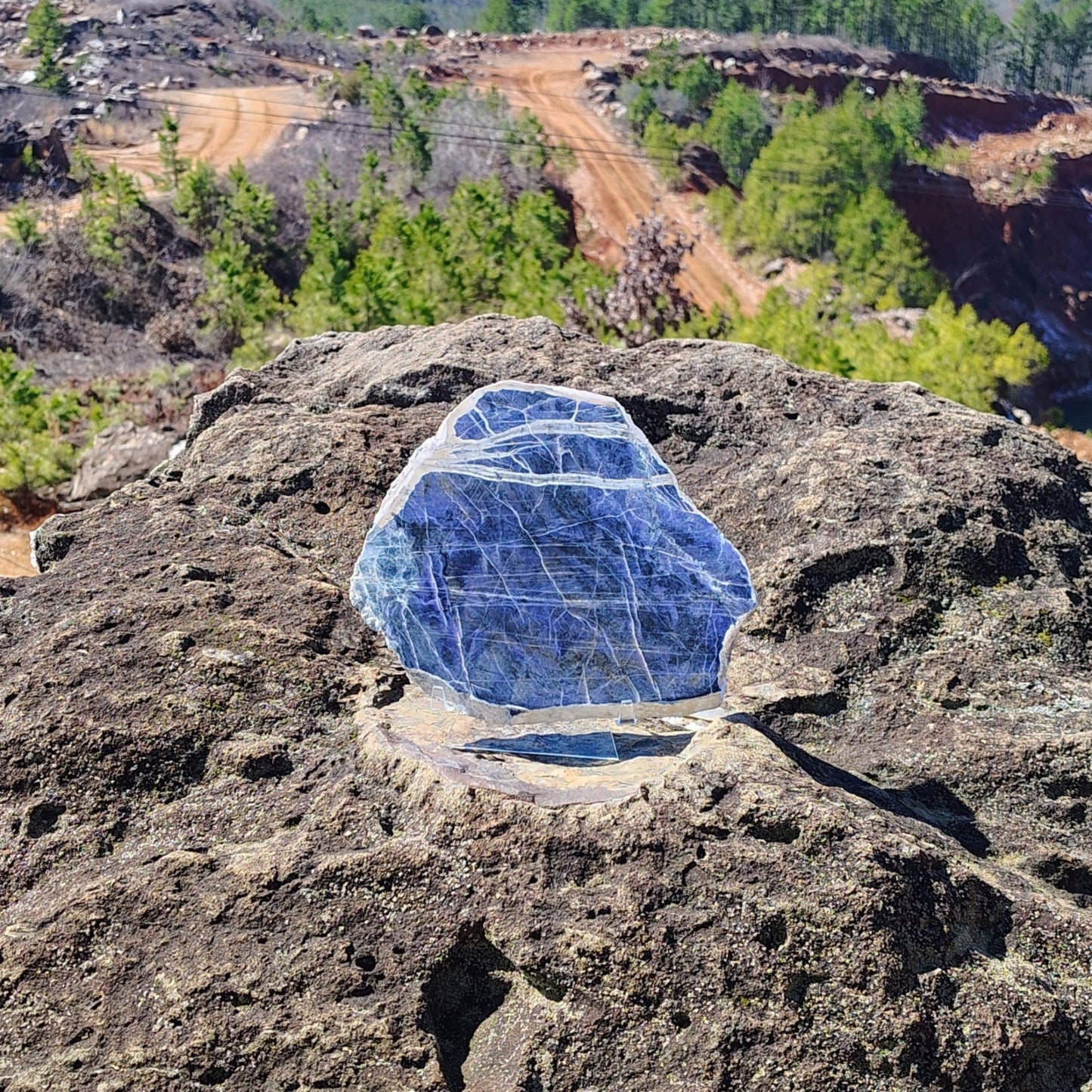 This is a purple Opal slab in natural light outdoors