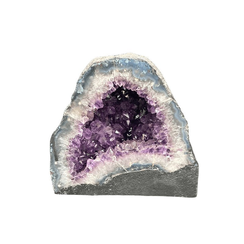 Natural Purple Amethyst Cathedral Geode Polished Face