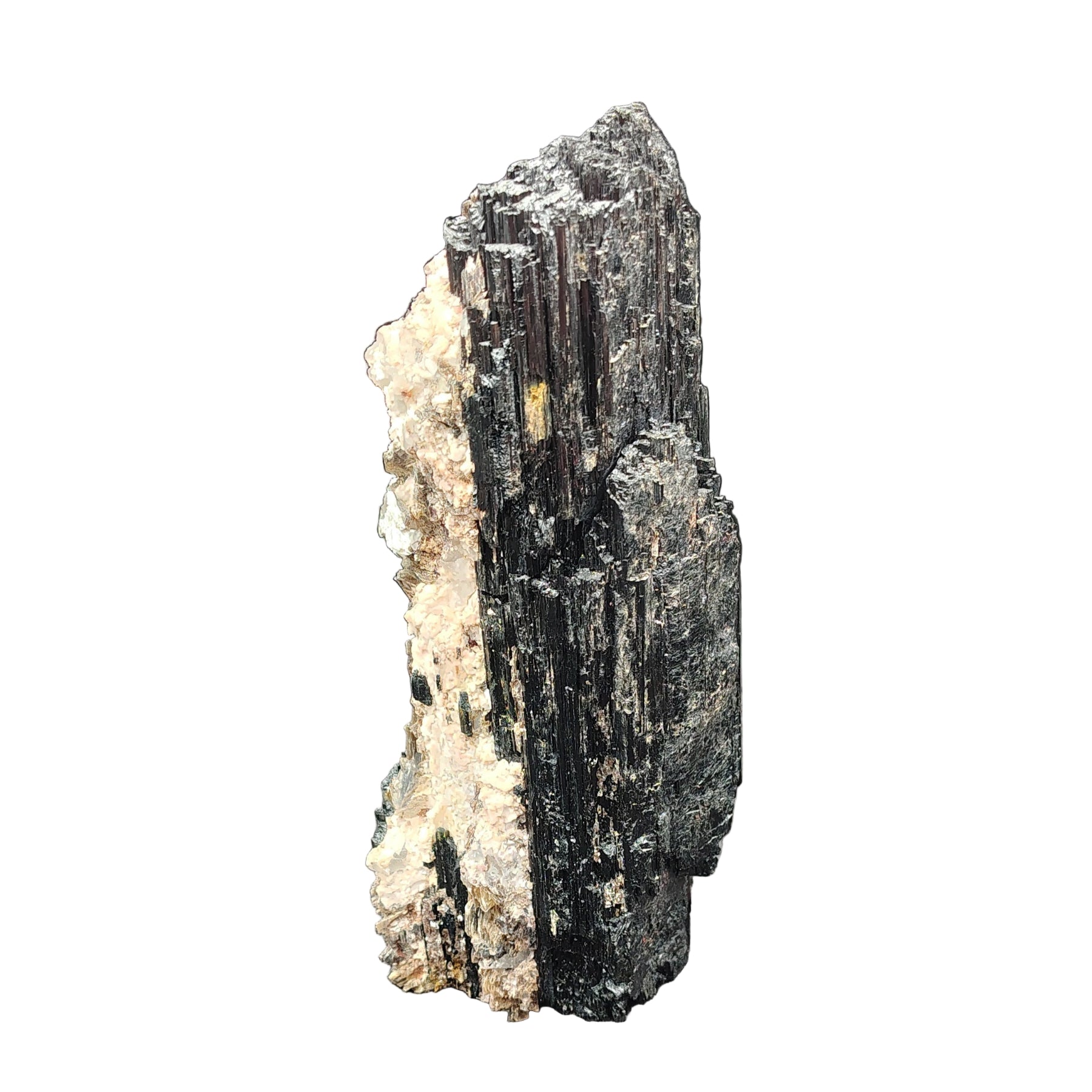 This is the front side of this black tourmaline with mica