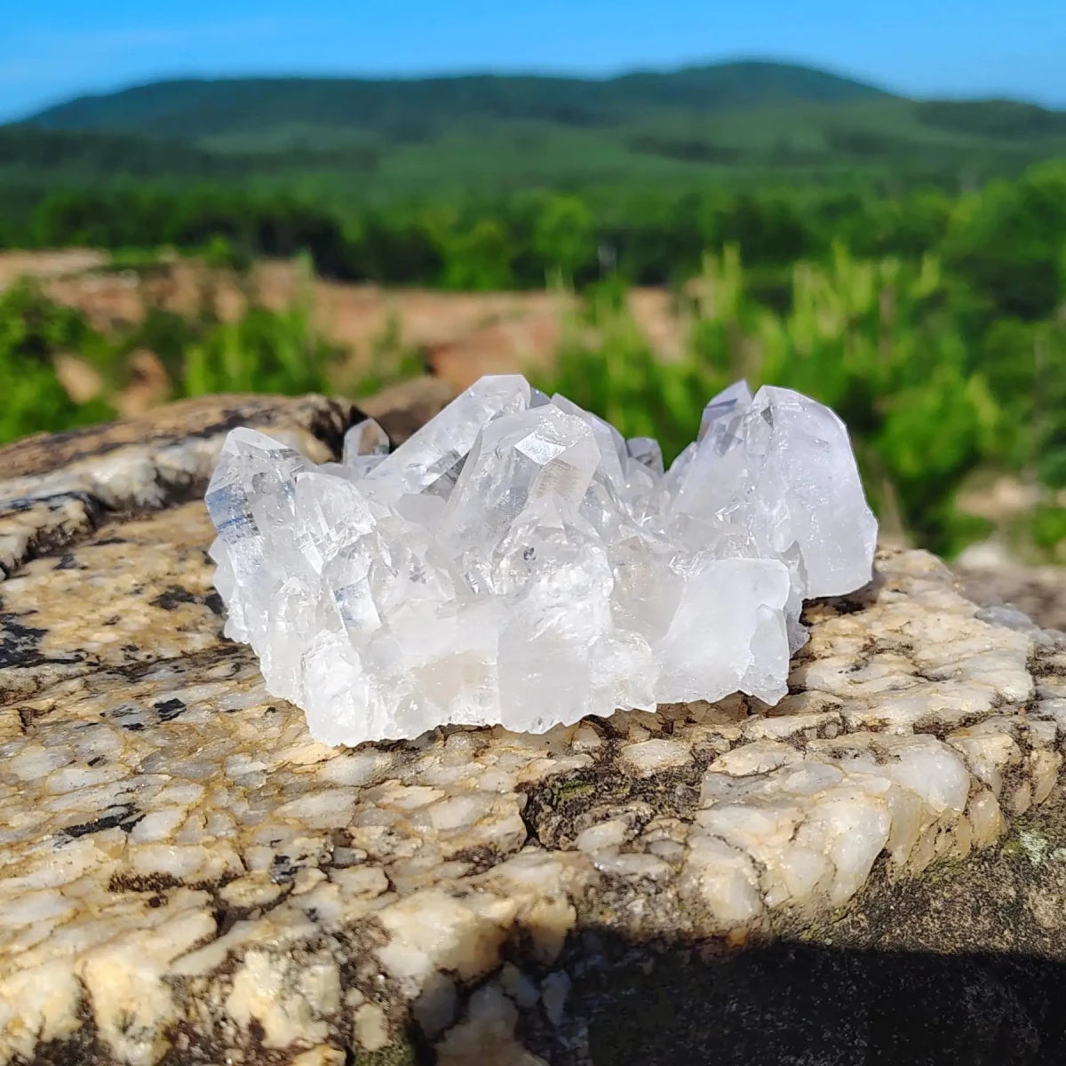 This is the back side view of this natural quartz cluster