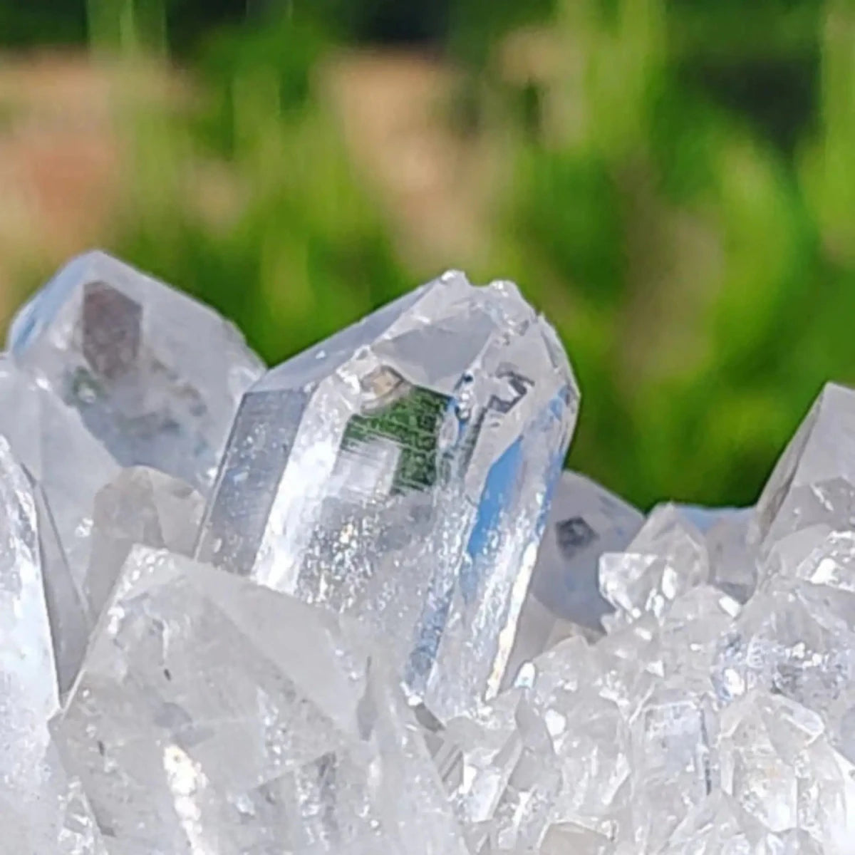 This is a close up or the chipped crystal point