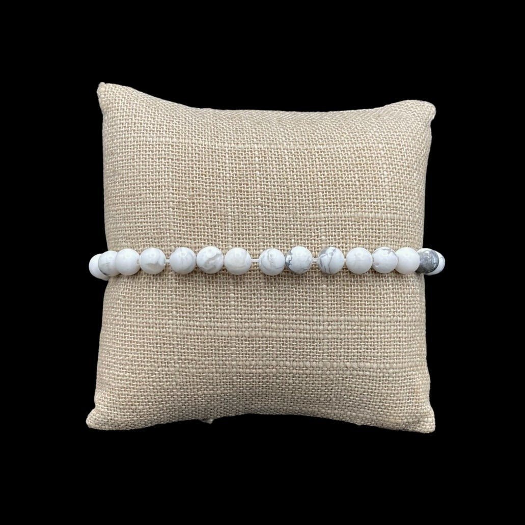 Natural White Howlite Stretchy Gemstone Bracelet