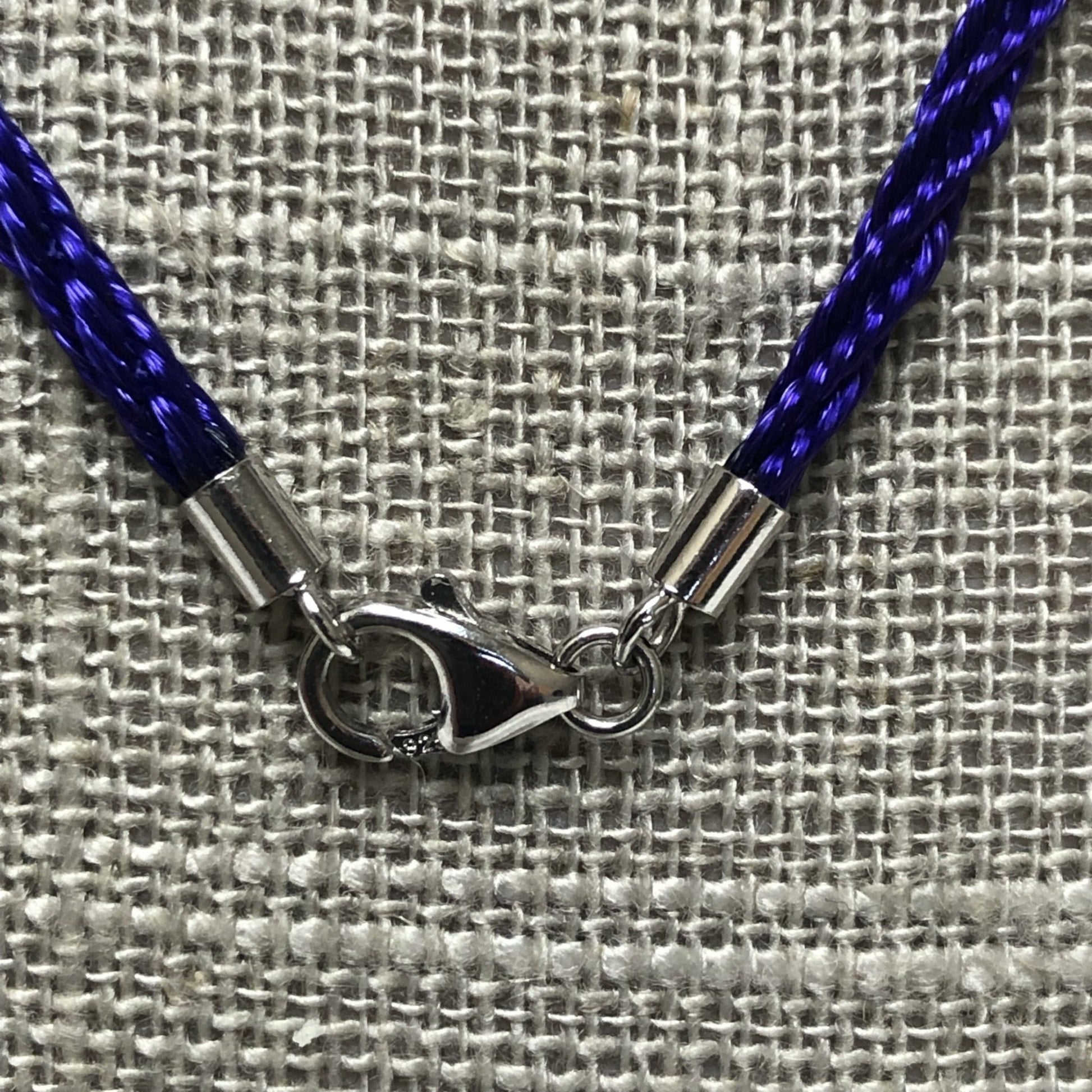 Purple Nylon Cord Necklace With White Metal Clasp